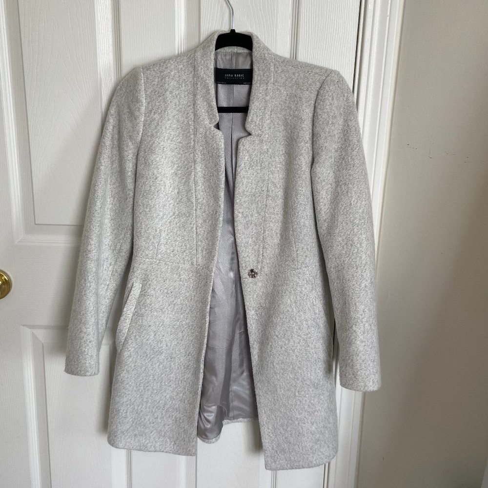 Zara Inverted Lapel Gray Speckled Jacket